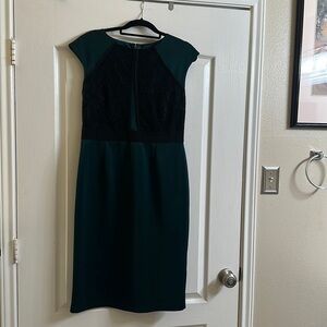 Emerald Green with front black lace bodice.
